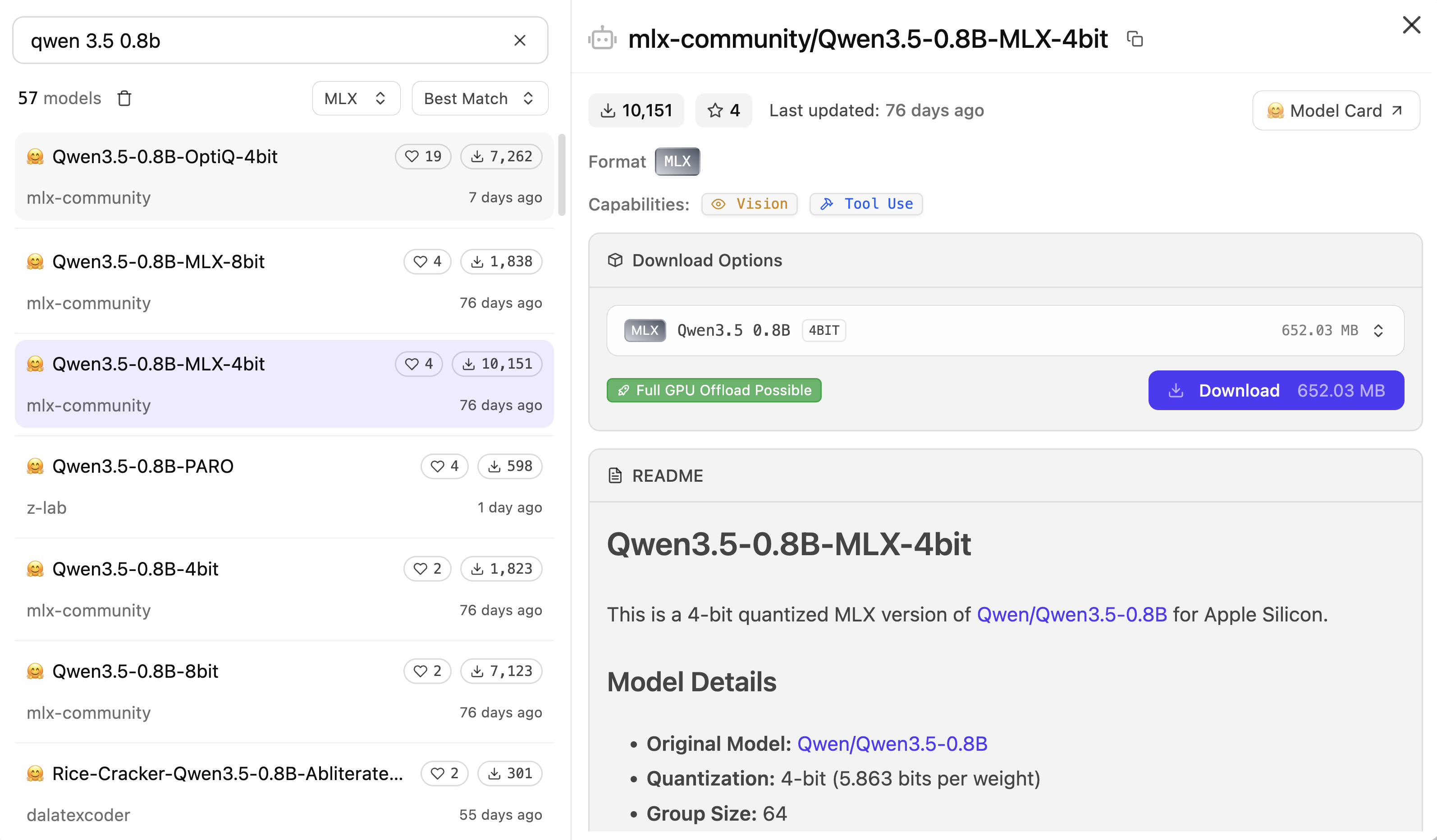 LM Studio on Mac downloading Qwen3.5 0.8B